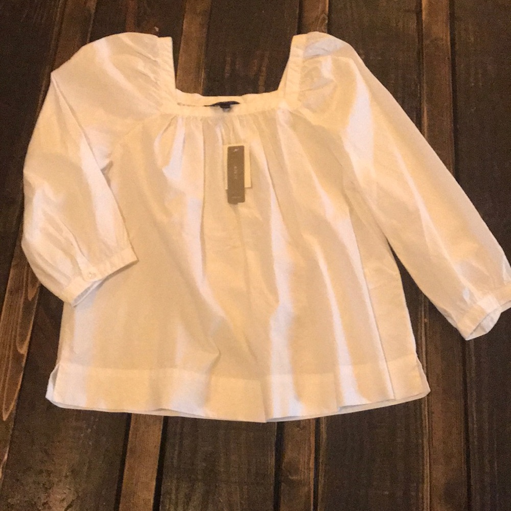 J. Crew white 3/4 sleeve peasant top